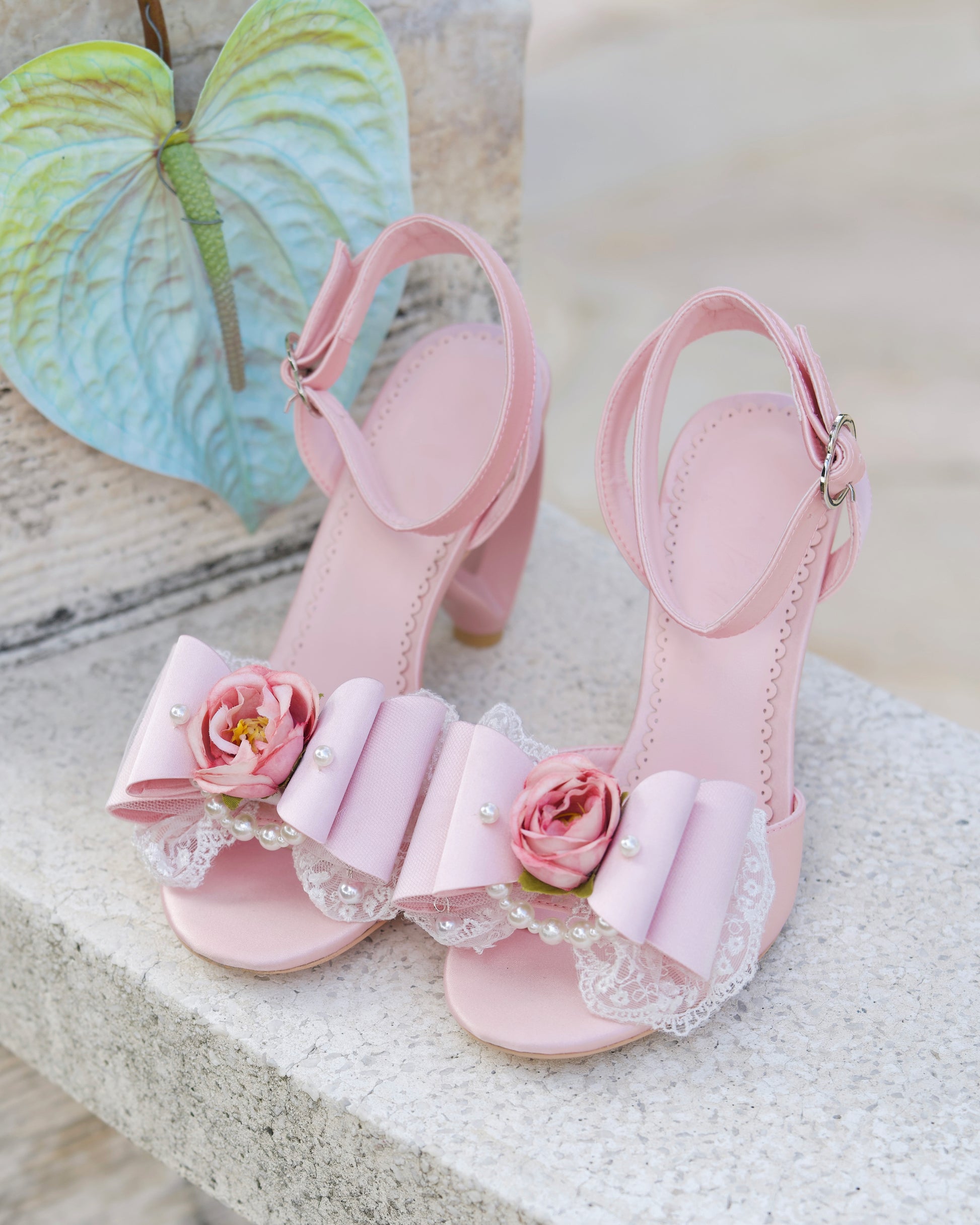 La Vie En Rose Heart Sandal Heels Pink