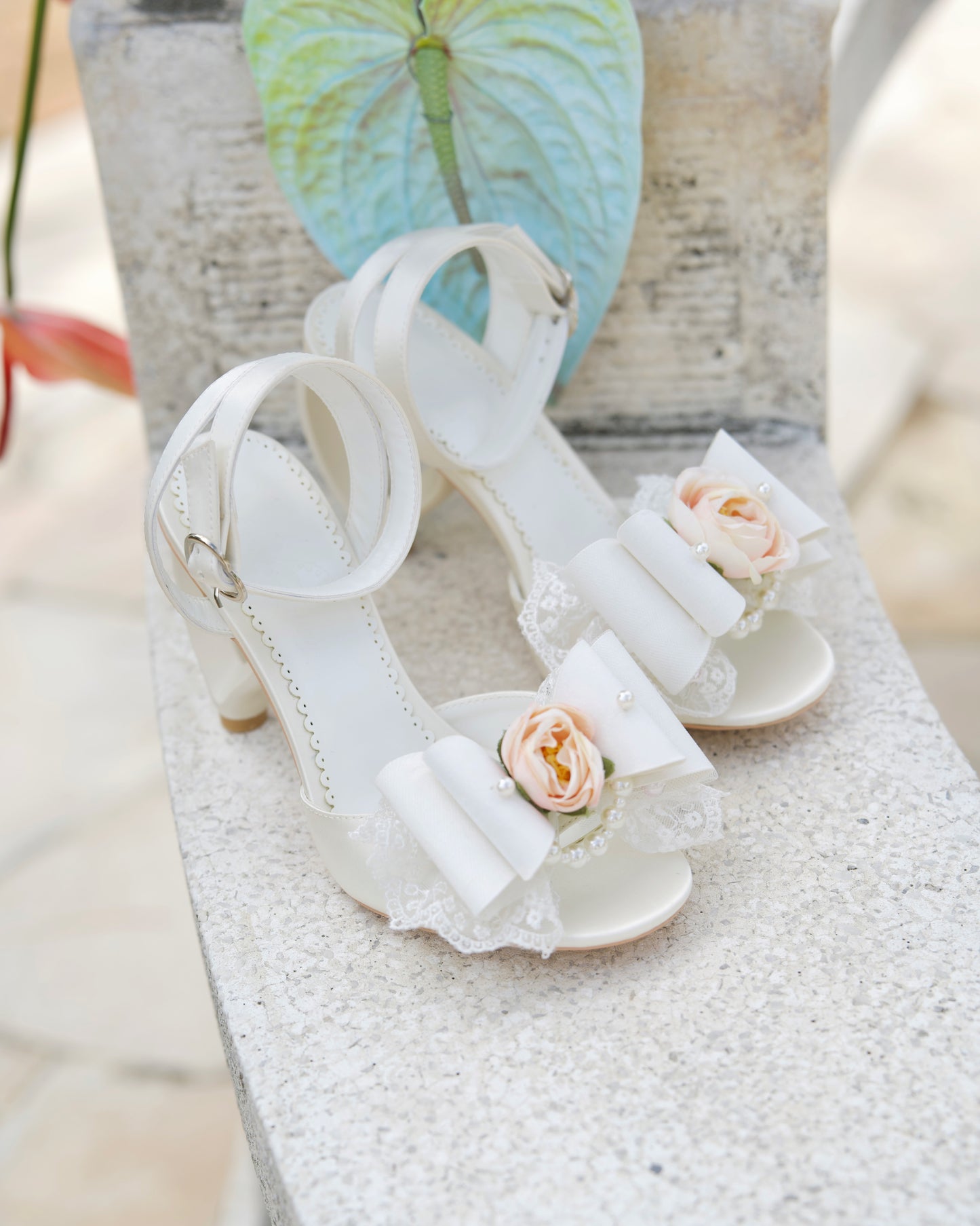 La Vie En Rose Heart Sandal Heels White PREORDER