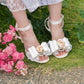 La Vie En Rose Heart Sandal Heels White PREORDER