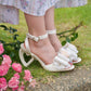 La Vie En Rose Heart Sandal Heels White PREORDER