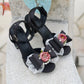 La Vie En Rose Heart Sandal Heels Black PREORDER