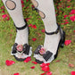 La Vie En Rose Heart Sandal Heels Black PREORDER