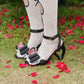 La Vie En Rose Heart Sandal Heels Black PREORDER