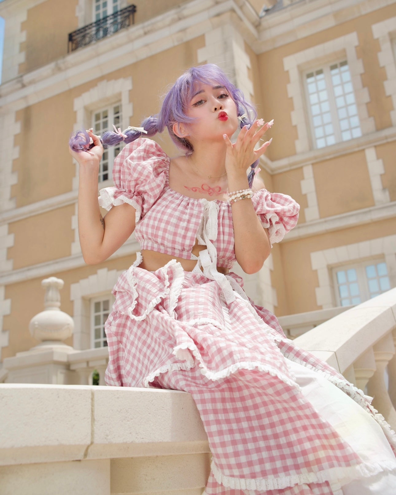 Sweet Serenity Picnic Set Top // Berry Pink Gingham