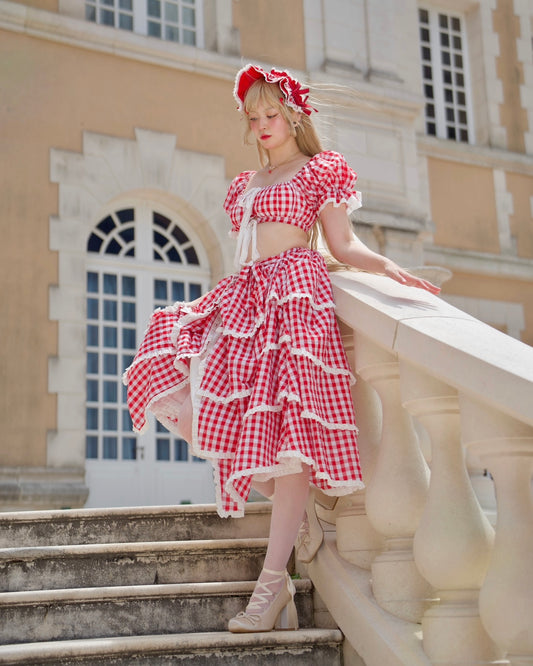 Sweet Serenity Picnic Set Layer Wrap Skirt // Red Gingham PREORDER