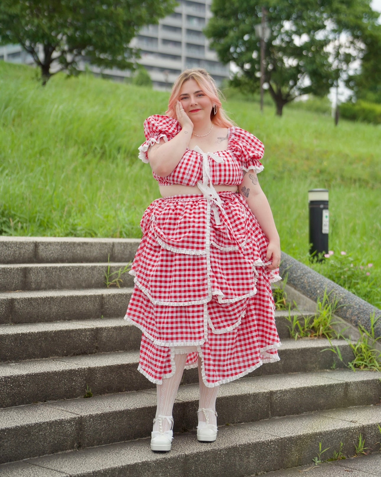 Sweet Serenity Picnic Set Layer Wrap Skirt // Red Gingham