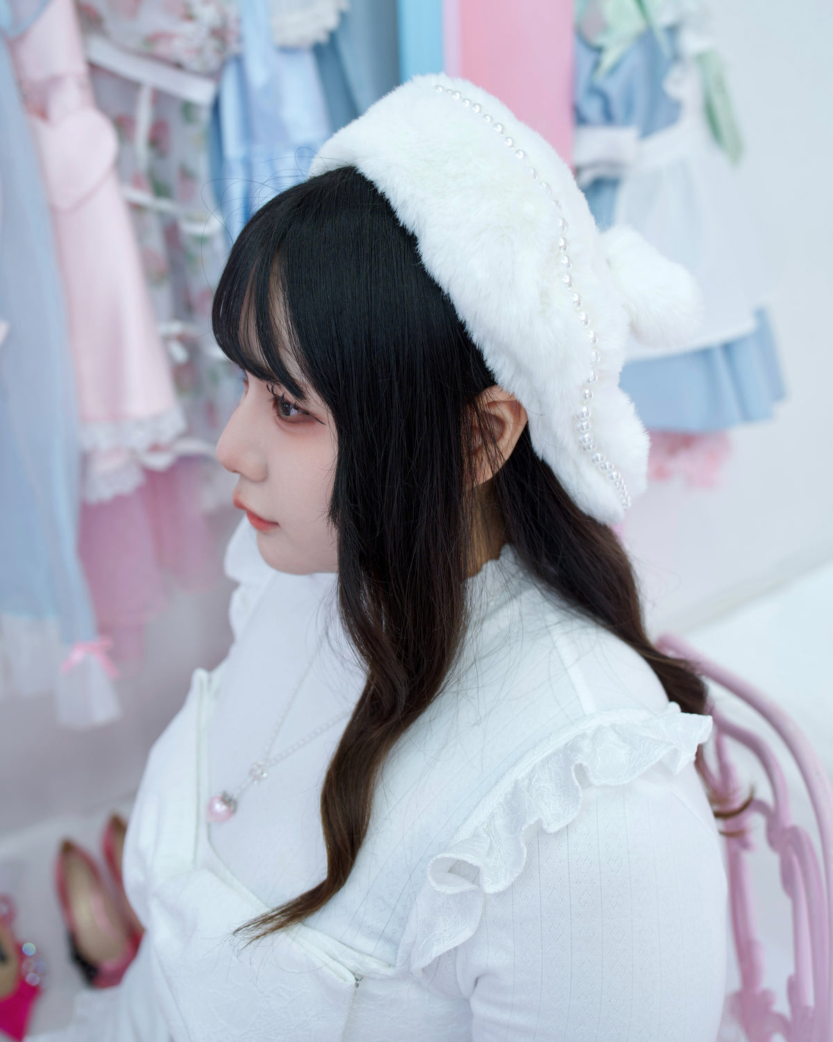 Milky Kitty Pearl Beret // PREORDER