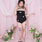 Floating Hearts One-Piece Swimsuit - Black // PREORDER