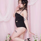 Floating Hearts One-Piece Swimsuit - Black // PREORDER