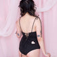 Floating Hearts One-Piece Swimsuit - Black // PREORDER