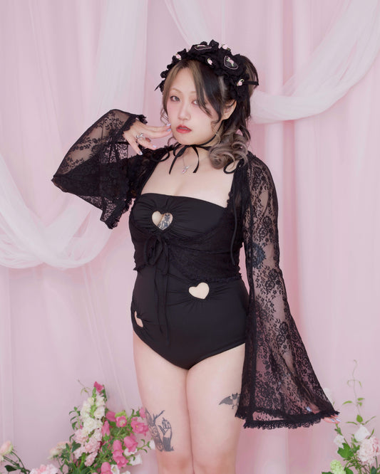 Whisper Lace Layering Bolero - Black