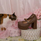 Kitty Platform Heels Brown PREORDER