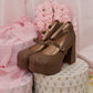 Kitty Platform Heels Brown PREORDER