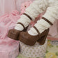 Kitty Platform Heels Brown PREORDER