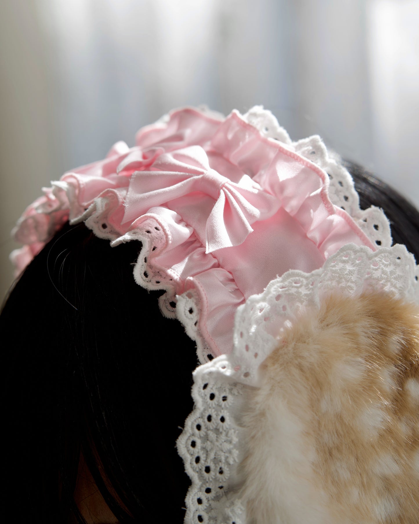 Winterbelle's Bow Ear Warmer - Fawn Brown x Pink