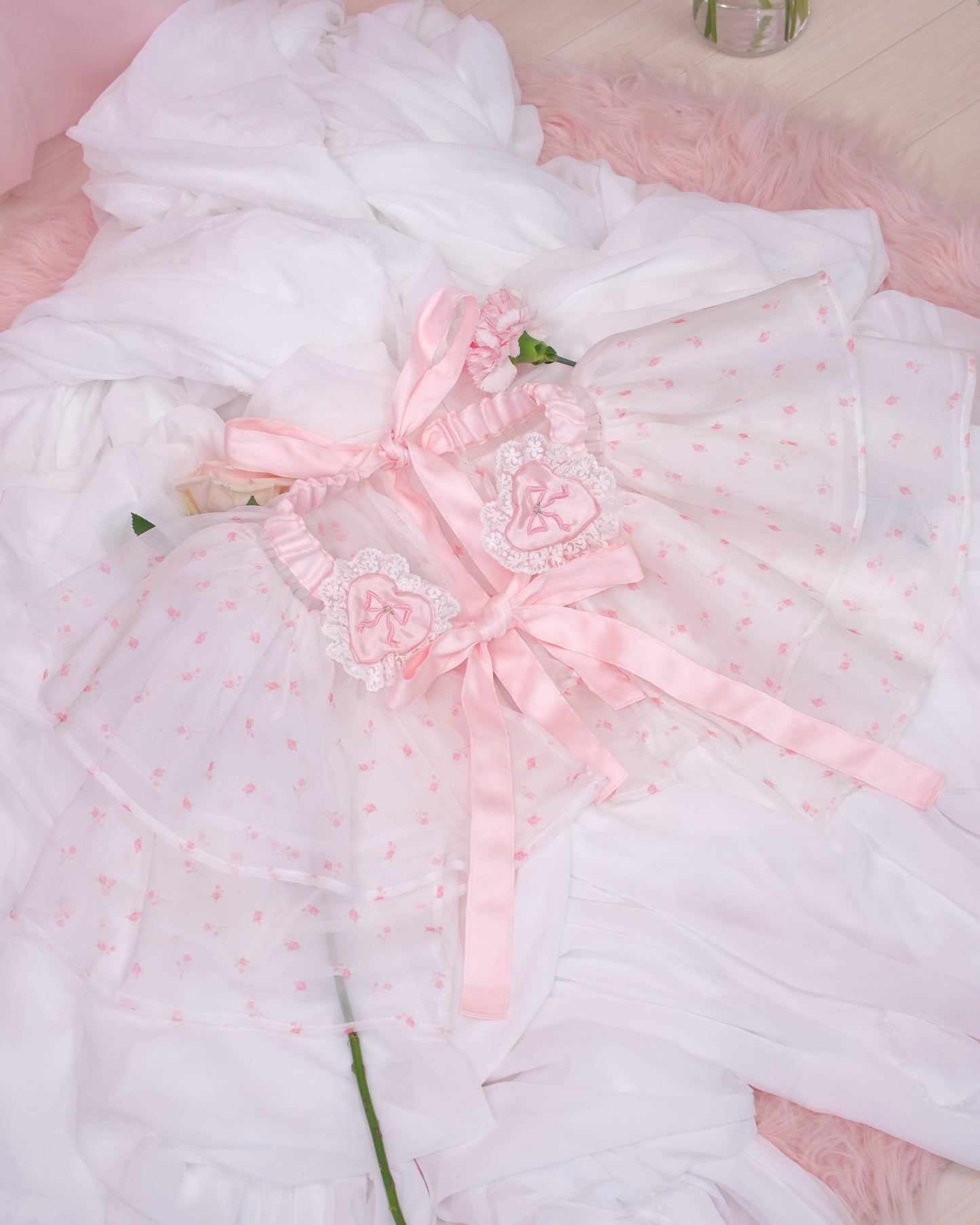 Soft Flutter Outer Tulle Apron Skirt - Pink // PREORDER