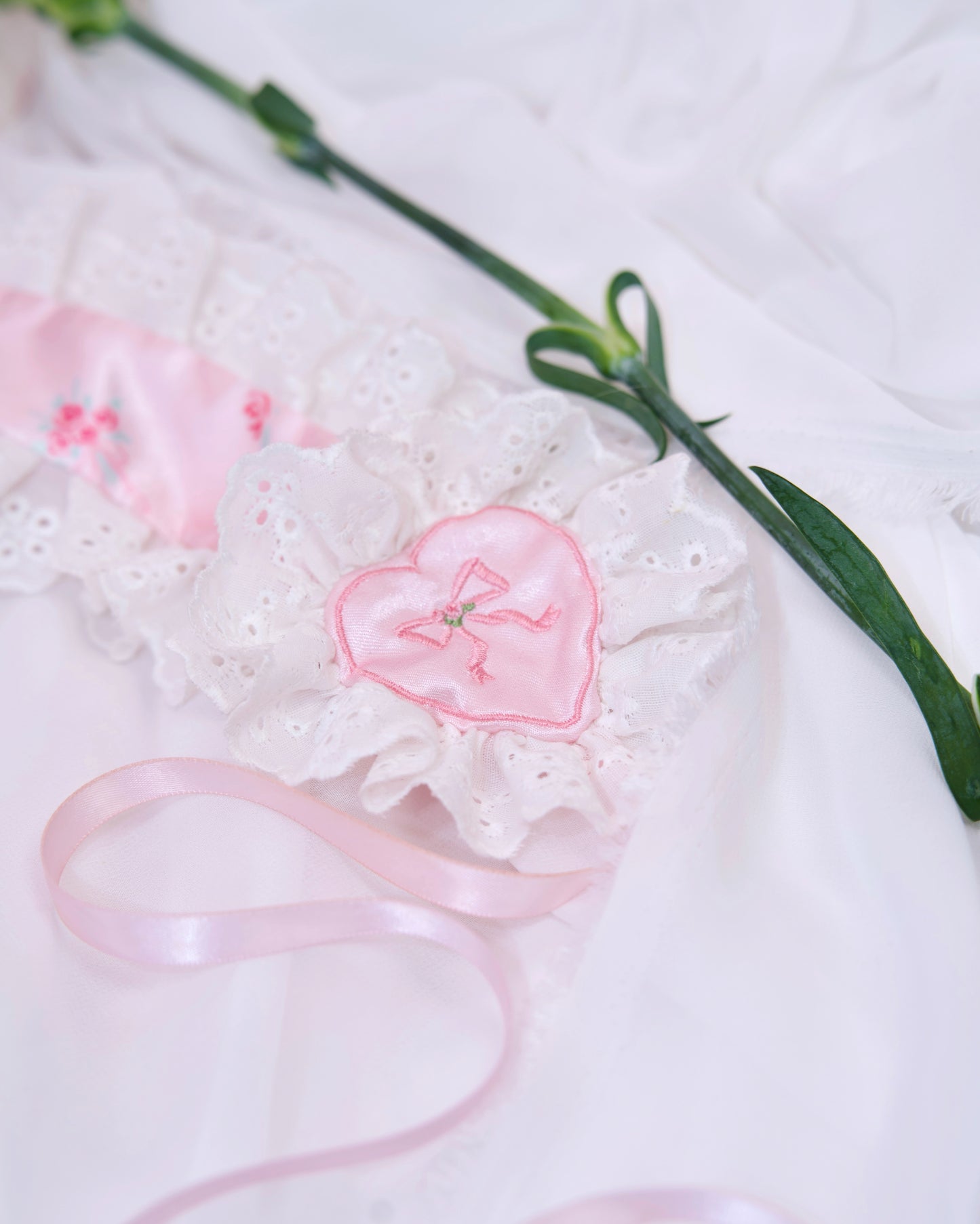 Love Heart Ribbon Headdress - Pink // PREORDER