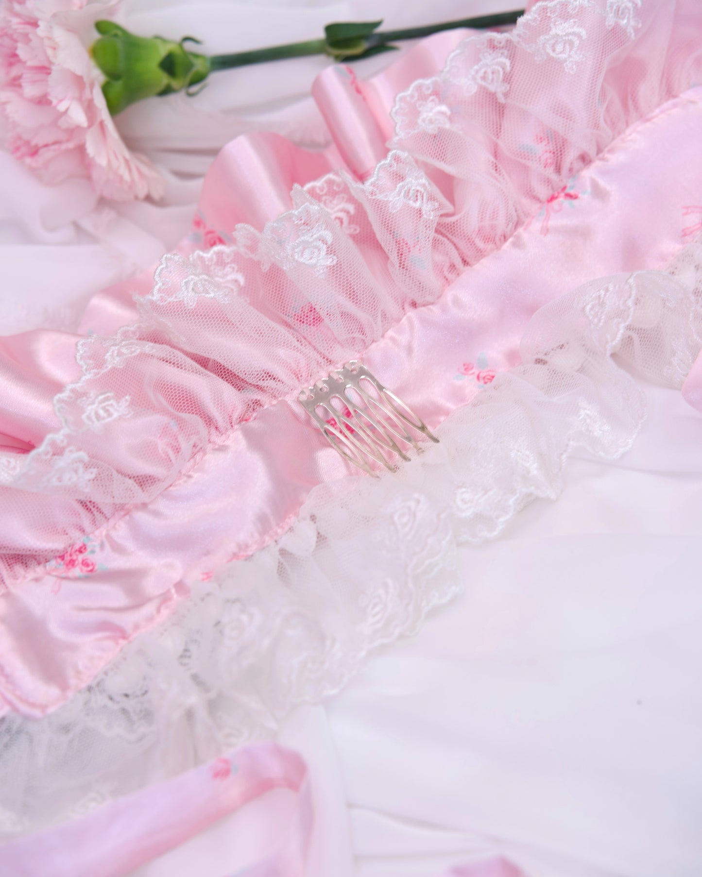 Rosette Ruffle Bonnet - Pink // PREORDER