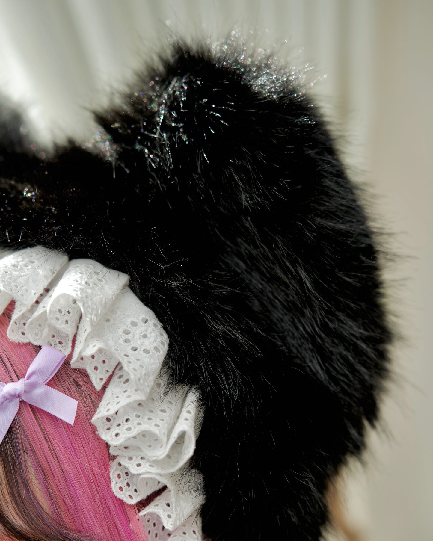 Kitty Dreams Ribbon Bonnet - Black // PREORDER