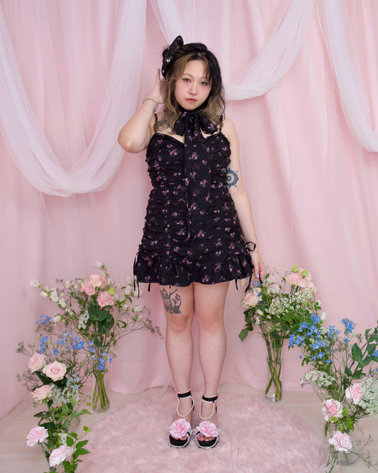 Claire De Lune Dress - Black x Pink Floral // PREORDER