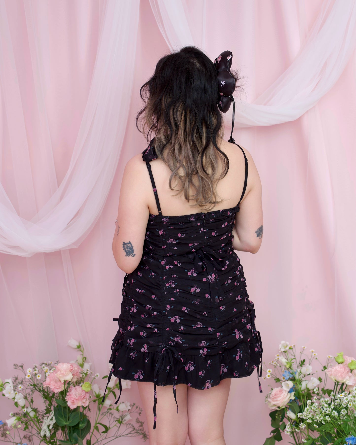 Claire De Lune Dress - Black x Pink Floral // PREORDER