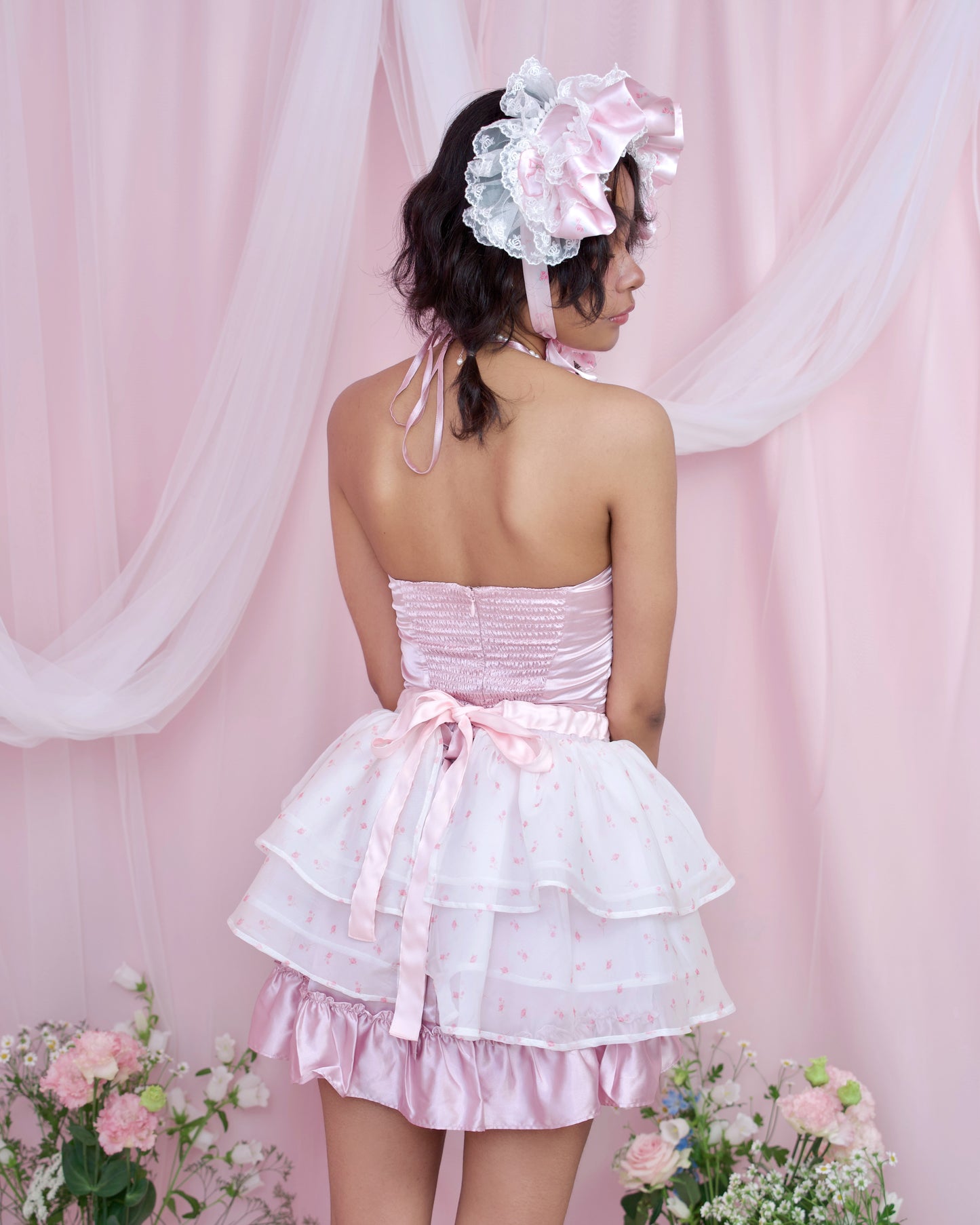 Soft Flutter Outer Tulle Apron Skirt - Pink // PREORDER