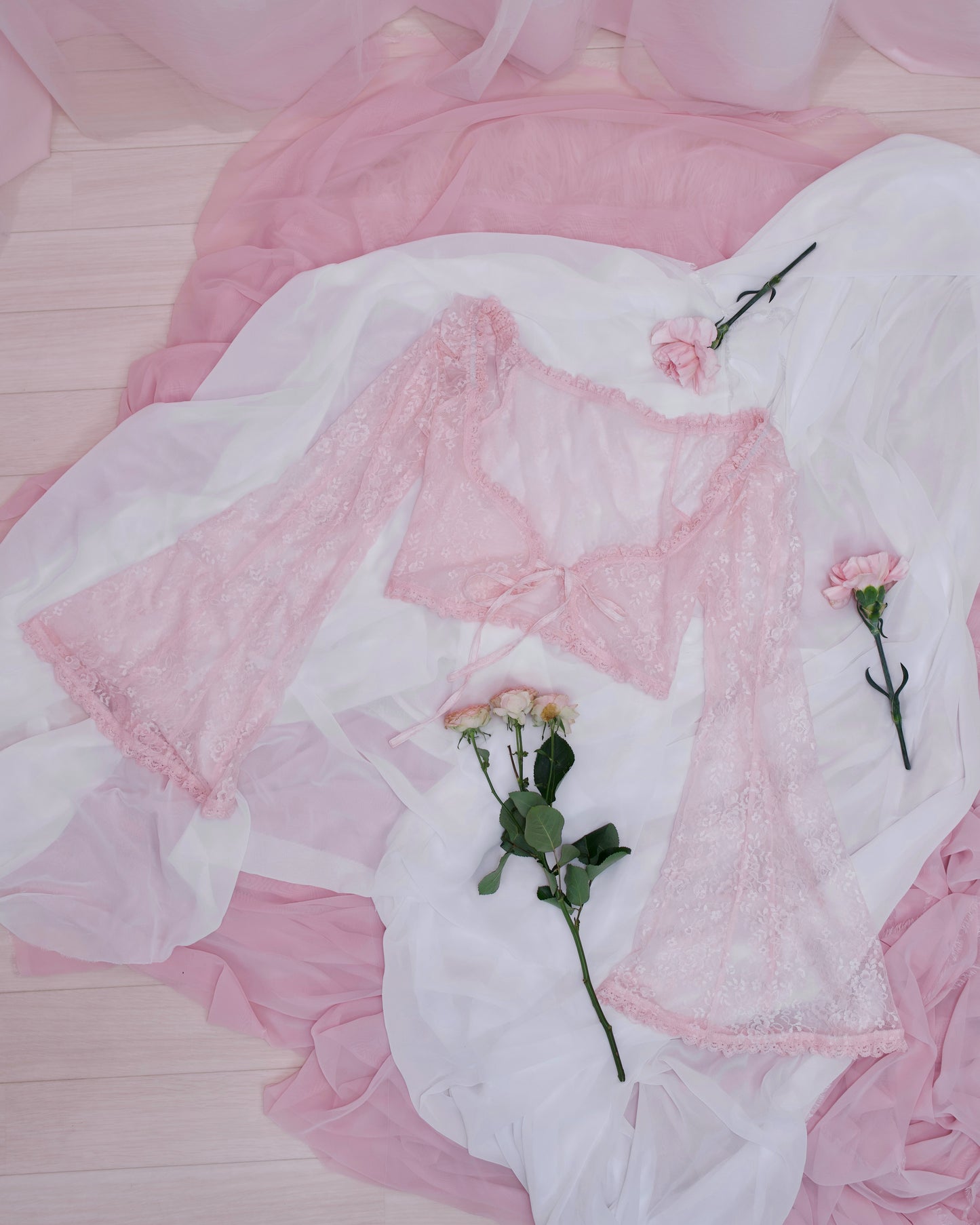 Whisper Lace Layering Bolero - Pink // PREORDER