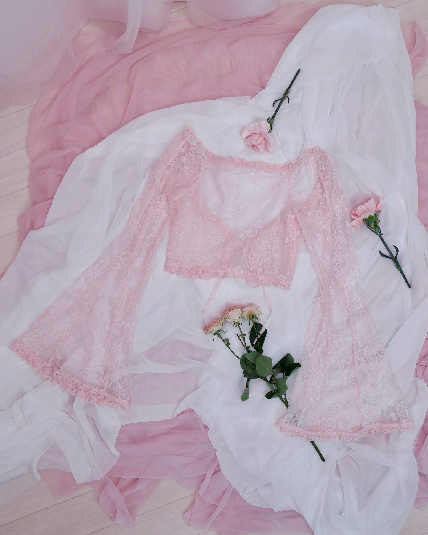 Whisper Lace Layering Bolero - Pink // PREORDER