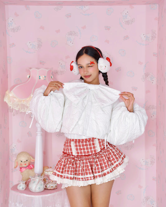 Ribboned Angel’s Puff Jacket - White // PREORDER