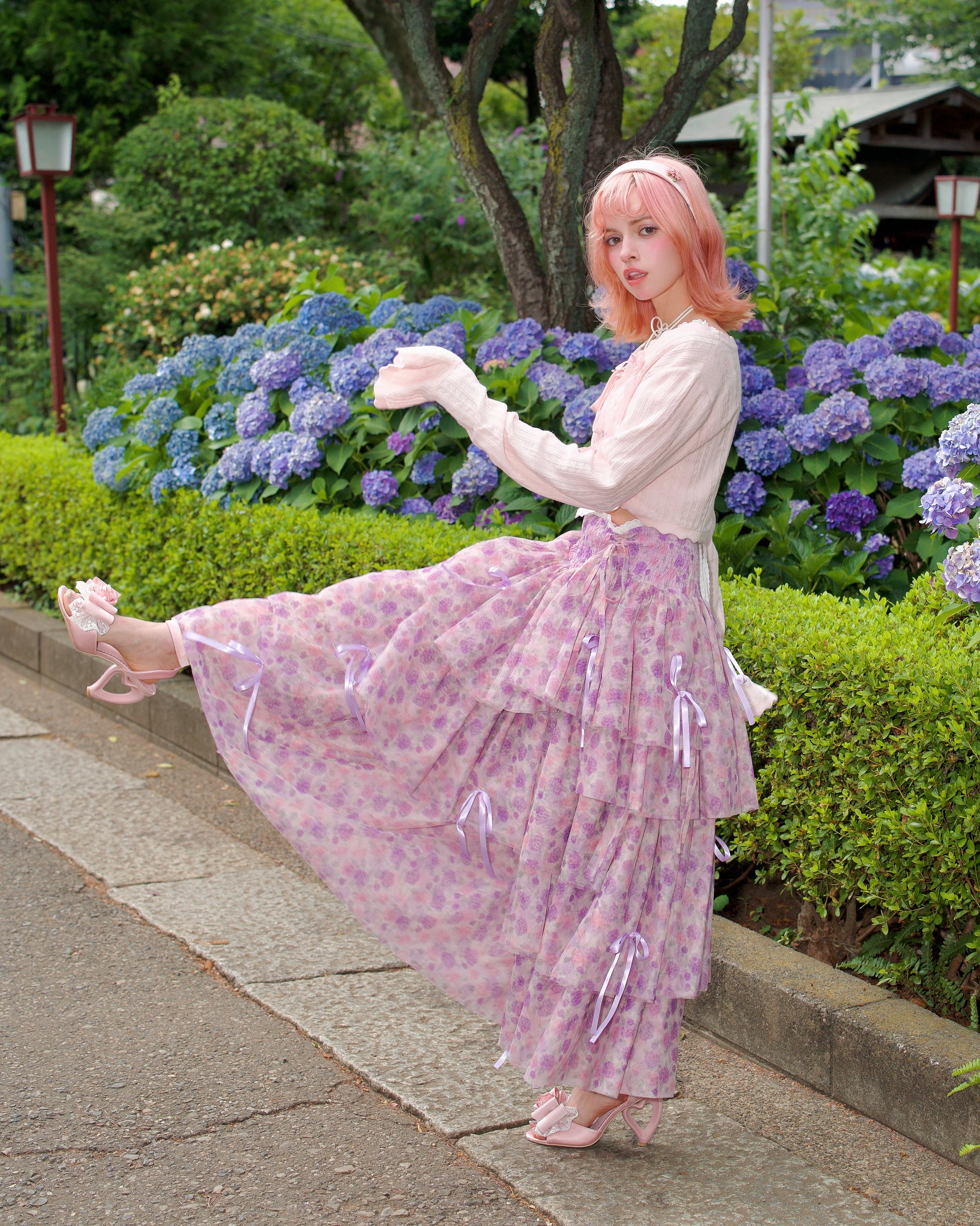 Pencil Skirt Valley Girl Maxi Skirt Rainy Girl Hydrangea Skirt