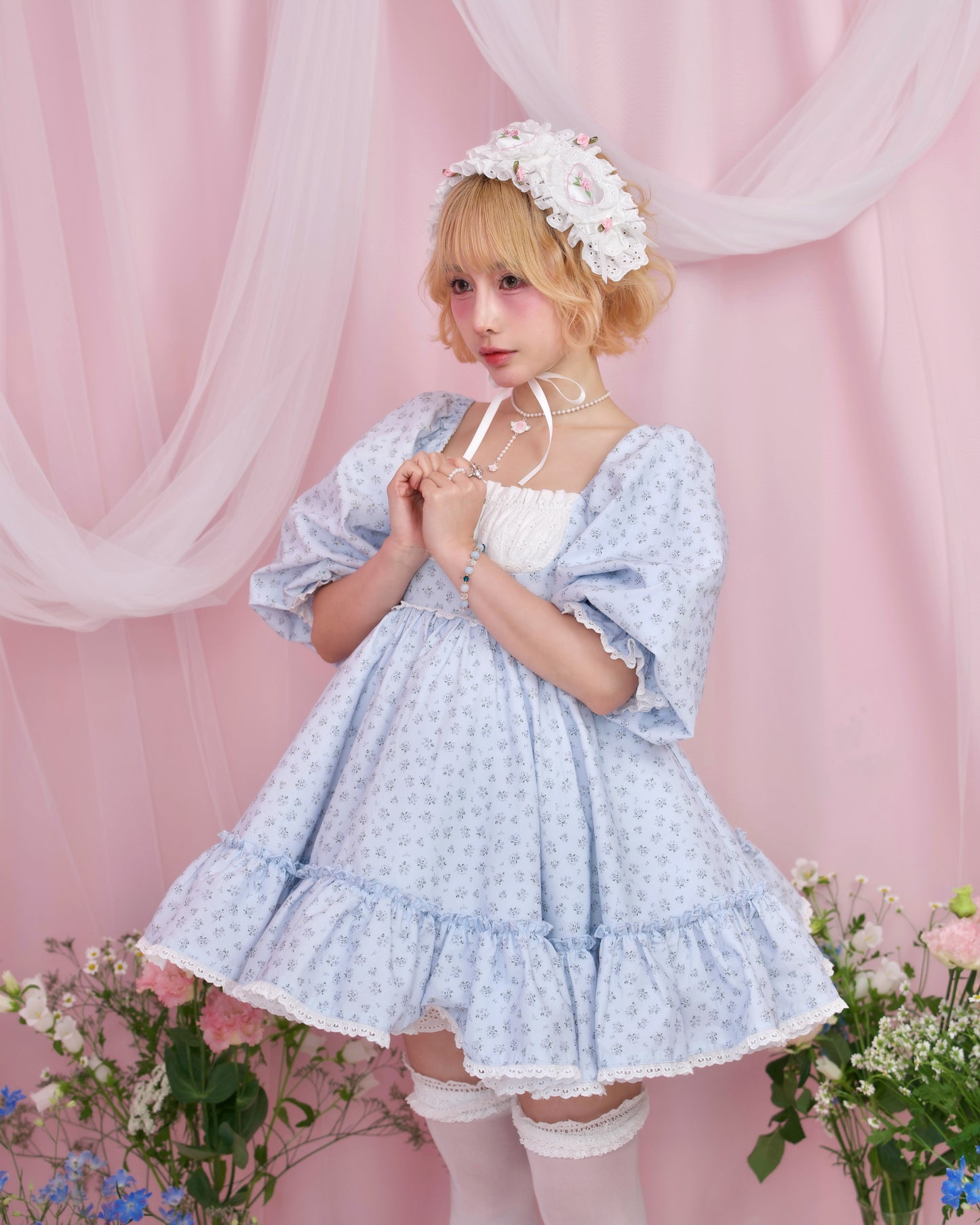 Lost in the Garden Babydoll Dress - Blue // PREORDER