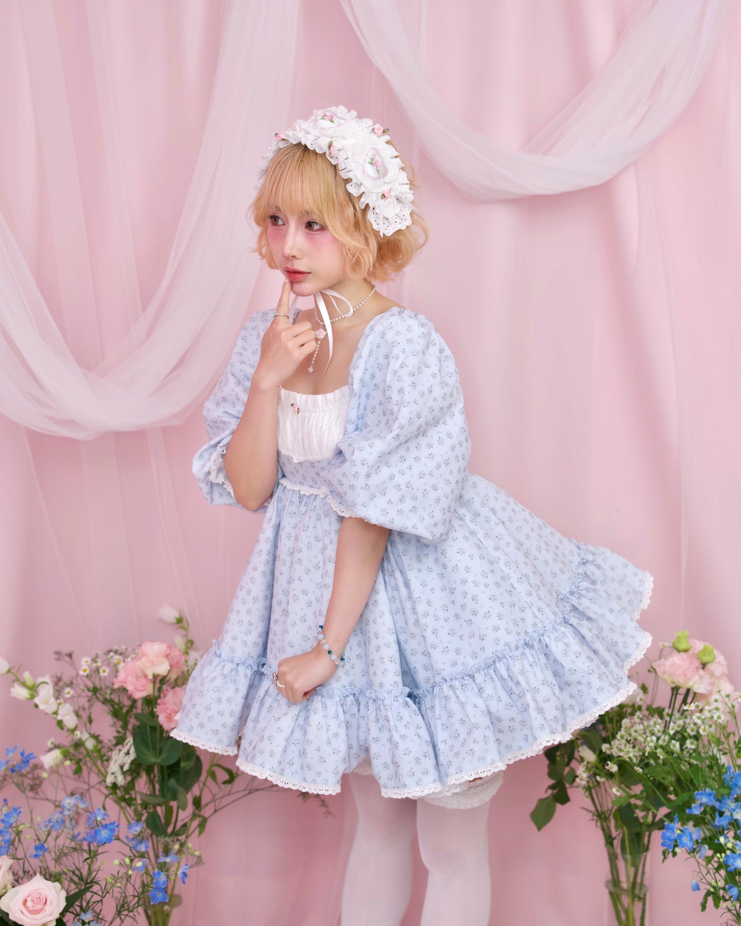 Lost in the Garden Babydoll Dress - Blue // PREORDER