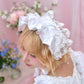 Rosette Ruffle Bonnet - White // PREORDER