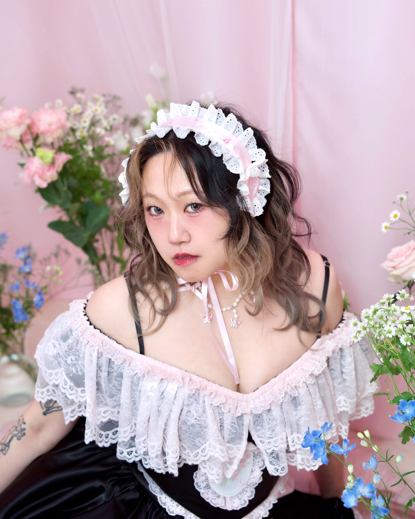 Love Heart Ribbon Headdress - Pink // PREORDER