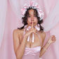 Rosette Ruffle Bonnet - Pink // PREORDER