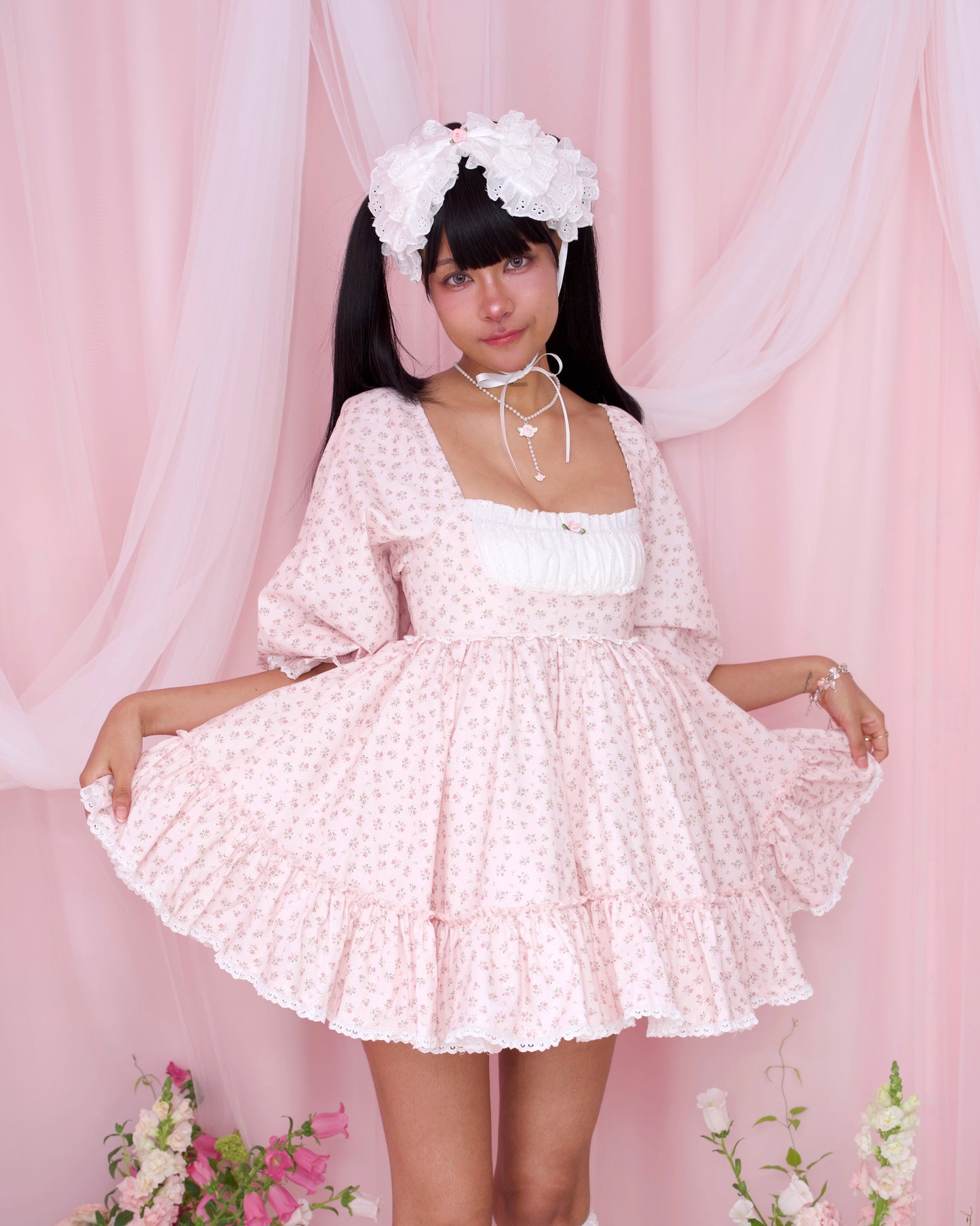 Lost in the Garden Babydoll Dress - Pink // PREORDER