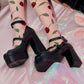 Kitty Platform Heels Black PREORDER