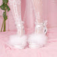 Strawberry Milk Fluffy Platform Heels - White // PREORDER