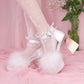 Strawberry Milk Fluffy Platform Heels - White // PREORDER