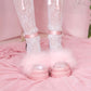Strawberry Milk Fluffy Platform Heels - Pink // PREORDER
