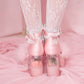 Strawberry Milk Fluffy Platform Heels - Pink // PREORDER