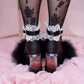 Strawberry Milk Fluffy Platform Heels - Black // PREORDER