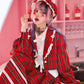 Prep School Idol Long Skirt Red Check // PREORDER