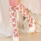 "Dear Valentine" Knee High Heart Platform Heels White PREORDER