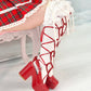 "Dear Valentine" Knee High Heart Platform Heels Red PREORDER