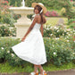 Meadowlace Long Cotton Halter Dress White PREORDER