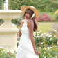 Meadowlace Long Cotton Halter Dress White PREORDER