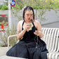 Meadowlace Long Cotton Halter Dress Black PREORDER