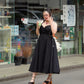 Meadowlace Long Cotton Halter Dress Black PREORDER