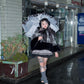 Winter Girl Double Breasted Ribbon Jacket - Grey x Black Check // PREORDER